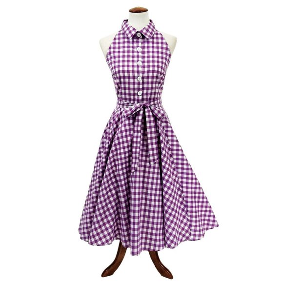 NWT June Shirtdress in Purple Gingham - Picture 2 of 4